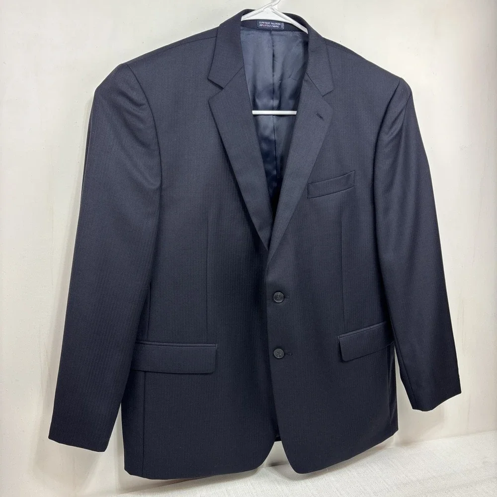 Nautica Men's Navy Suit Jacket Blazer Two Button Single Vent Size 46 R 100% Wool